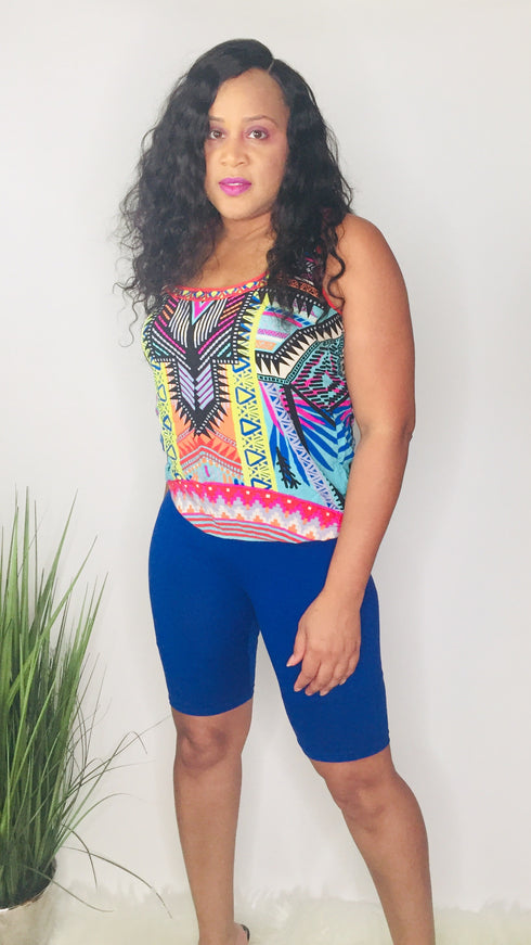 Sweet Treats|high waisted biker shorts-royal blue